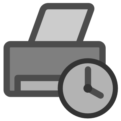 Icône feuille gris horloge heure imprimante à télécharger gratuitement