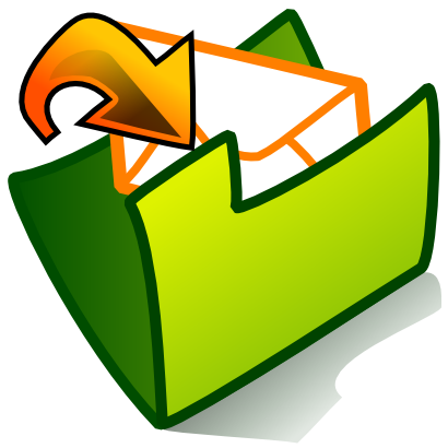 Icône orange flèche vert dossier courrier à télécharger gratuitement