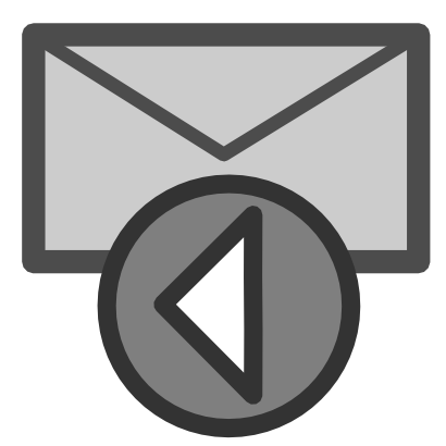 Icône lettre gris rond flèche gauche email courrier mail à télécharger gratuitement