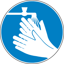 Icône bleu rond pictogramme main eau obligation à télécharger gratuitement