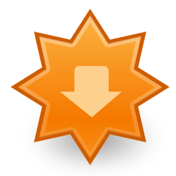 Icône orange flèche bas mise à jour à télécharger gratuitement