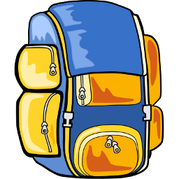 Icône jaune bleu sac dos sac à dos à télécharger gratuitement