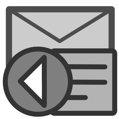 Icône lettre gris rond flèche gauche email courrier mail à télécharger gratuitement