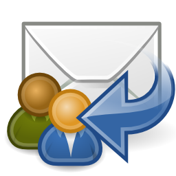 Icône bleu flèche gauche email message courrier mail répondre tous à télécharger gratuitement