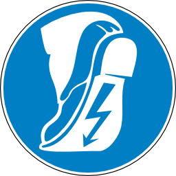 Icône bleu rond pictogramme pied électrique obligation chaussure à télécharger gratuitement