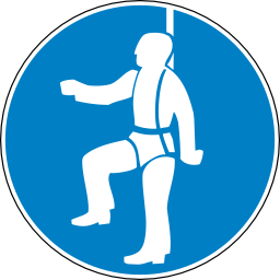 Icône bleu rond pictogramme protection chute ceinture homme à télécharger gratuitement