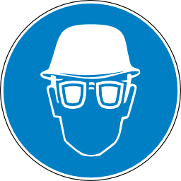 Icône casque bleu rond pictogramme protection tête visage lunette obligation à télécharger gratuitement