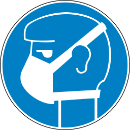 Icône bleu rond pictogramme tête masque gaz visage obligation à télécharger gratuitement